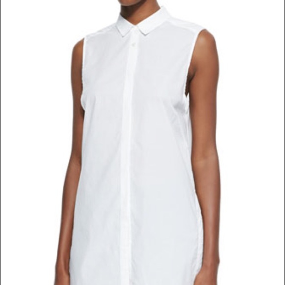Helmut Lang White Sleeveless Button Up With Side … - image 1